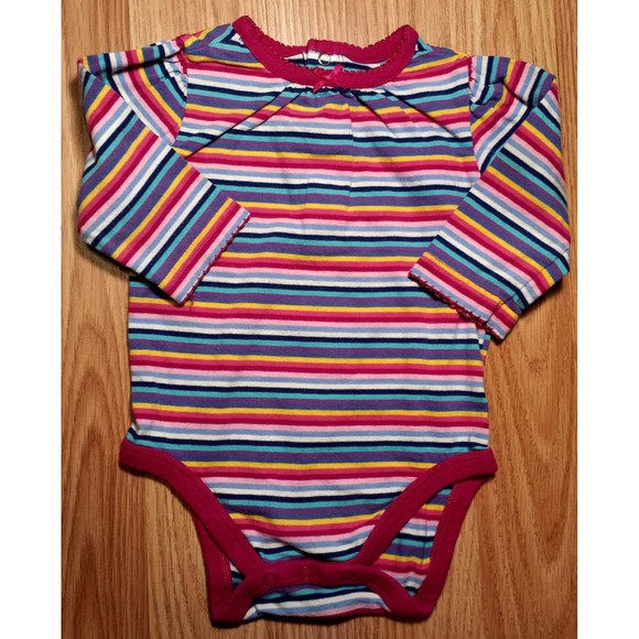 Girl's Size 3-6 M Month 2 Pc Striped L/S Children's Place Top & Burgundy Pants - Picture 3 of 6